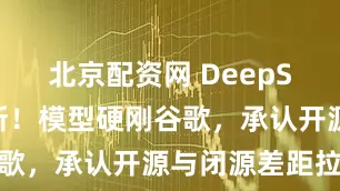 北京配资网 DeepSeek又上新！模型硬刚谷歌，承认开源与闭源差距拉大